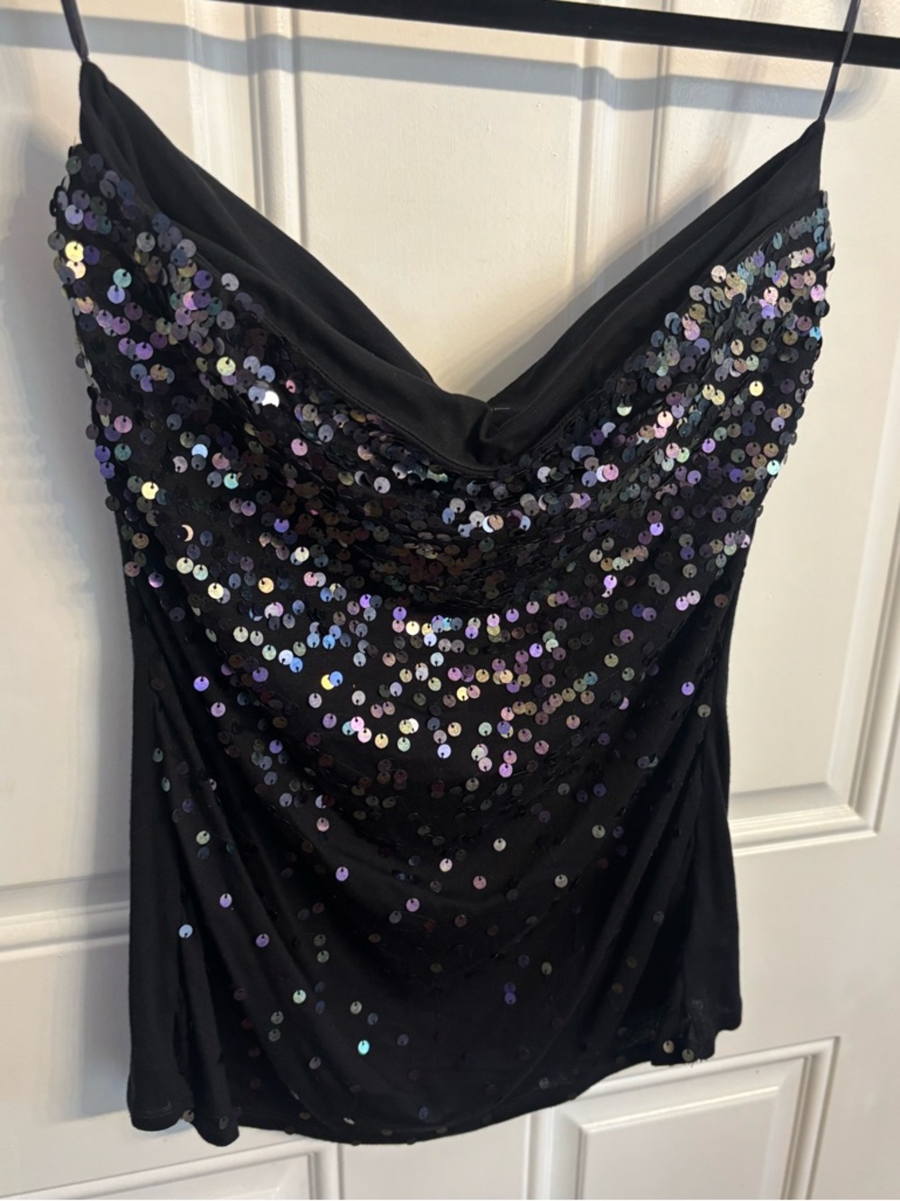 Express Black Sequin strapless top